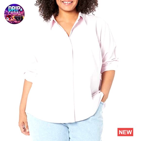 Long Sleeve Button Down Stretch Oxford Shirt Classic Preppy Chic Office Wear - Picture 5 of 7